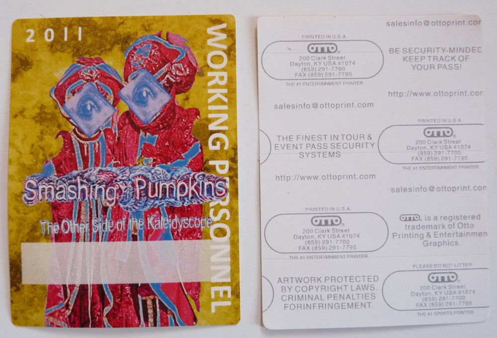 Smashing Pumpkins 2011 Tour Concert Yellow Working Access Backstage Pass D4