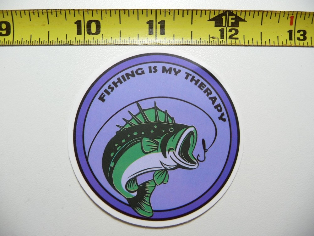 Fishing Is My Therapy Circle Decal Sticker for Outdoor Sports Enthusiasts