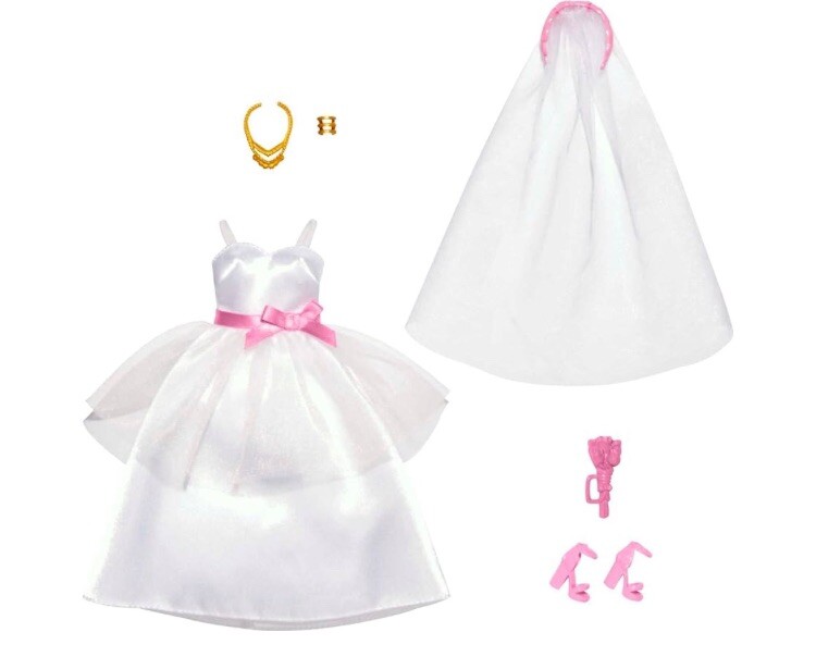 Barbie Wedding Dress with Pink Sash Fashion Pack  