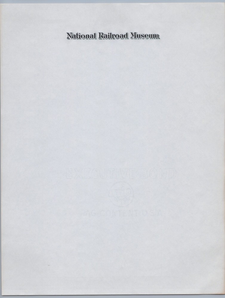 1950s National Railroad Museum Letterhead Stationery Trains Railway