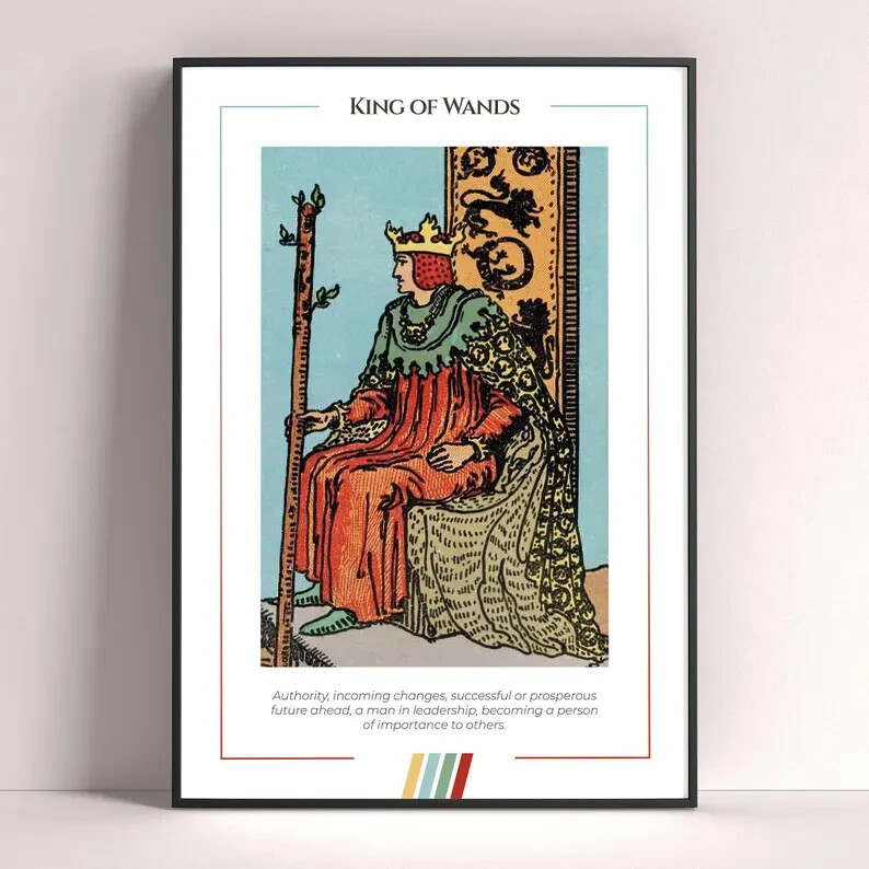 King of Wands Tarot Card Art Print Poster Digital Download