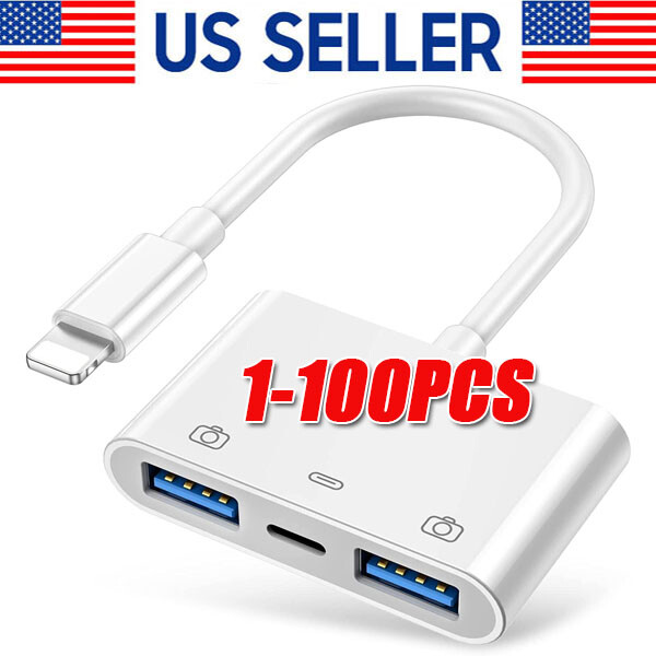 Dual USB 3.0 OTG Camera Adapter with Charging for iPhone iPad