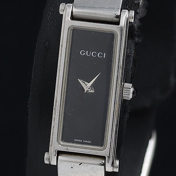[Exc+5] Gucci 1500L Watch Quartz Black Silver Ladies 12mm Used Working F/S
