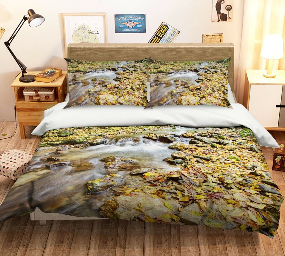 3D Fallen Leaves ZHUA444 Bed Pillowcases Quilt Duvet Cover Set Queen King Amy