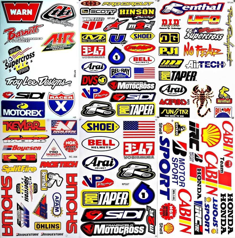 Dirt Bike Supercross Motocross ATV Vinyl Decal Stickers Lot of 6 D6015