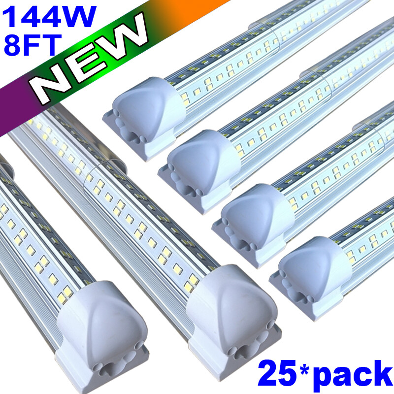 8 Foot 144W Led Tube Light Integrate 4 Row 8' Led Shop Light Garage Light 25P
