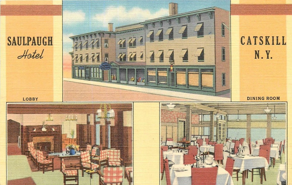 1940s Catskill New York New Saulpaugh Hotel  Teich Postcard 25-10021