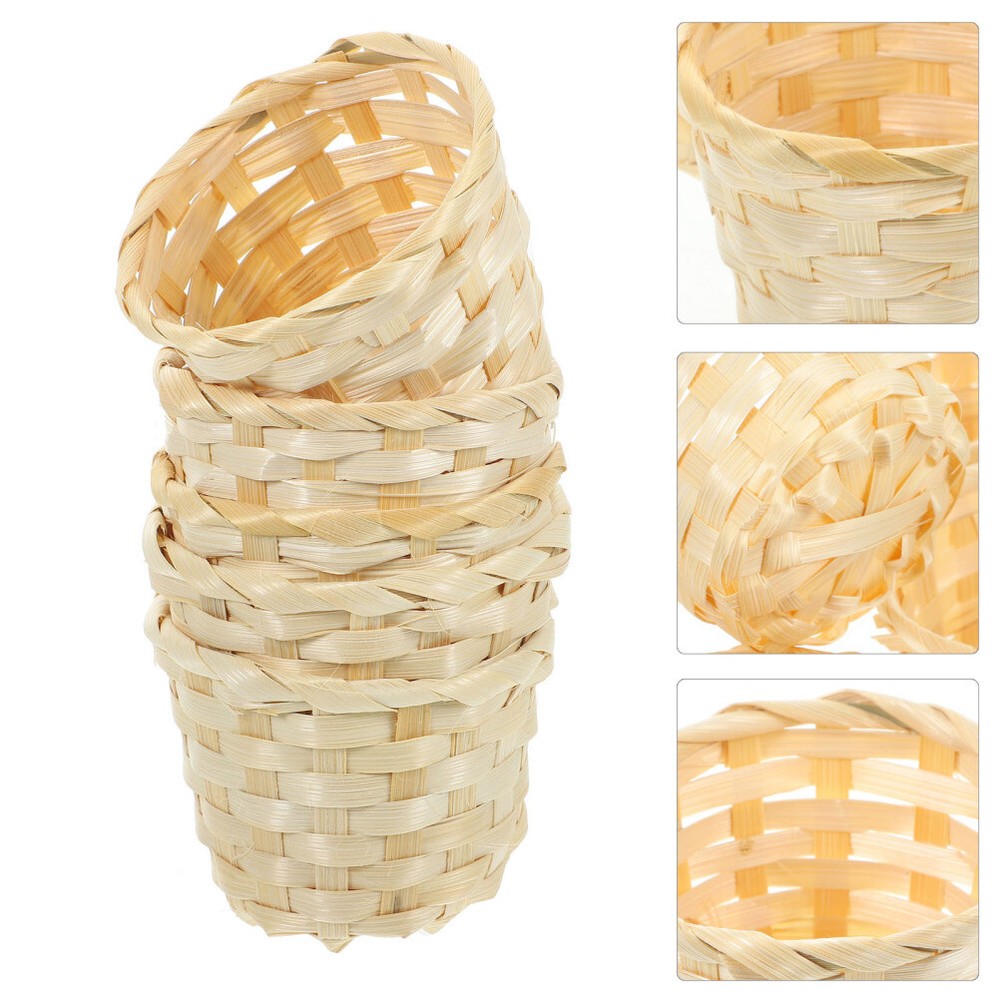 5pcs Small Handmade Woven Mini Baskets for Fruit Decor Storage  