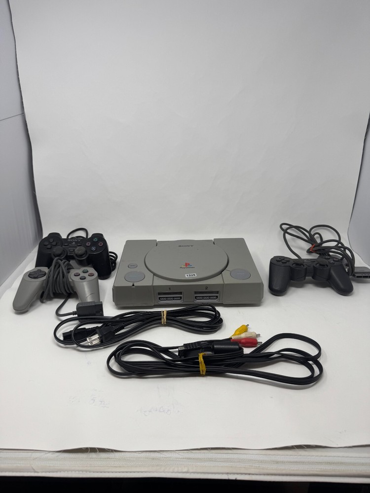 Sony PlayStation SCPH-7001 Gray NTSC-J Bundle with 2 Controllers & Cables