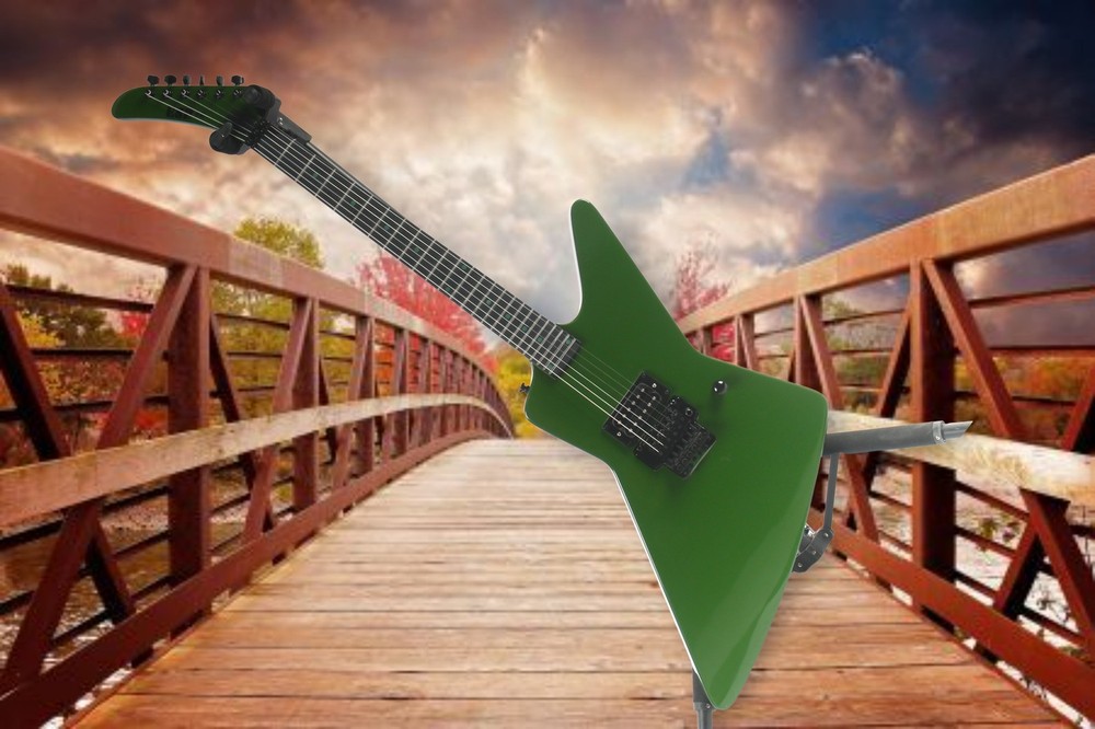 6-Strings Floyd Rose Bridge Electric Guitar Solid Mahogany Green Body&Neck
