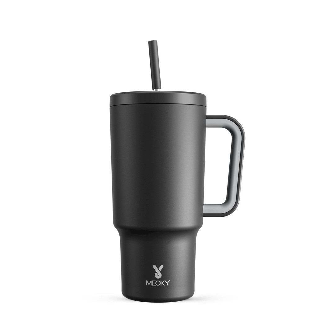 Meoky 30 oz Tumbler with Handle, Tumbler with Lid and Straw, Insulated Stainl...