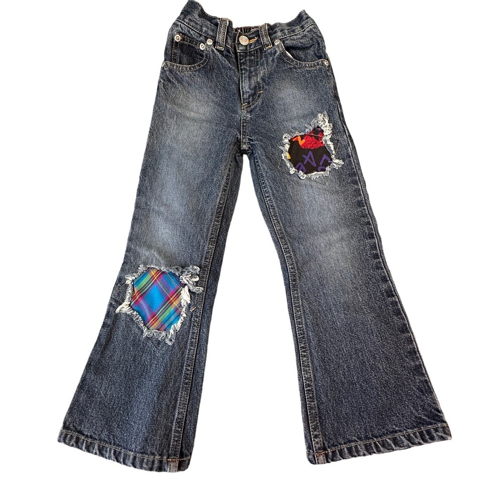 Copper Key Girls Size 4 Patchwork Denim Blue Jeans