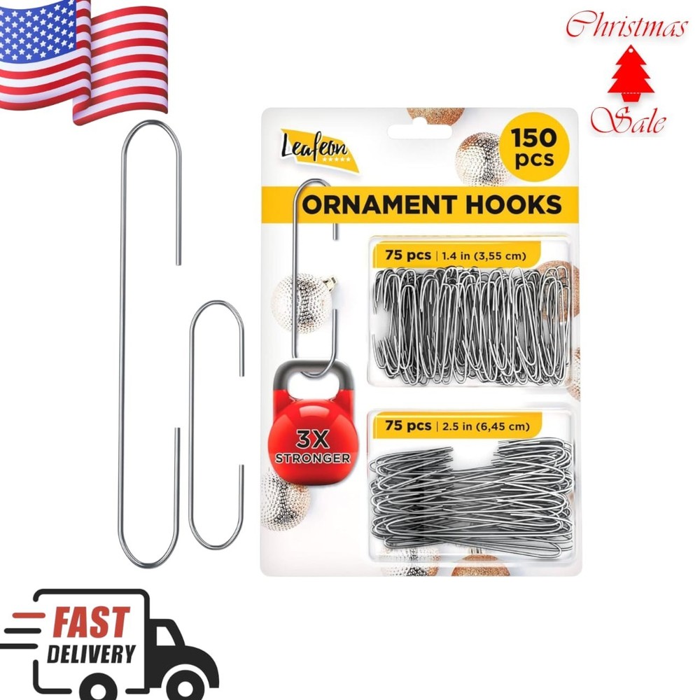 150 Pack Christmas Ornament Hooks – Great Xmas Ornament Hangers, Silver, 150 Pcs