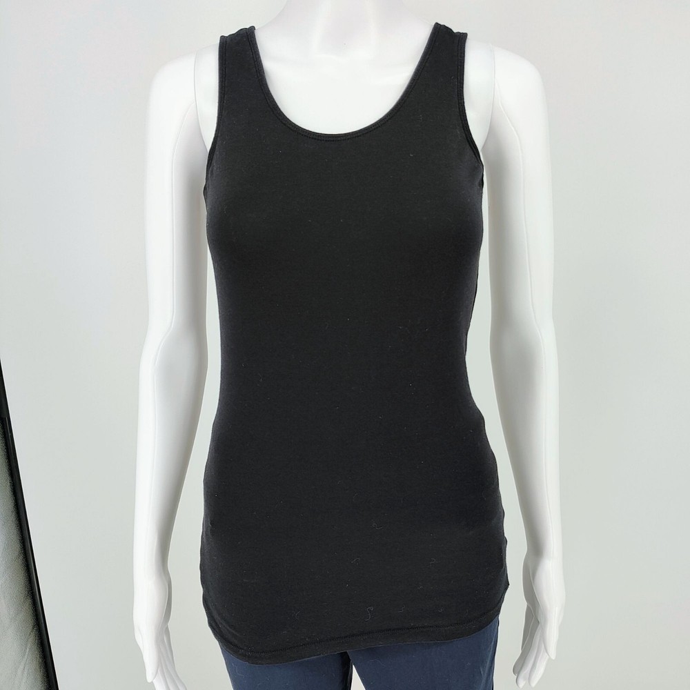 Coldwater Creek Women's Black Cotton/Modal Scoop Neckline Stretch Tank Top (XS)