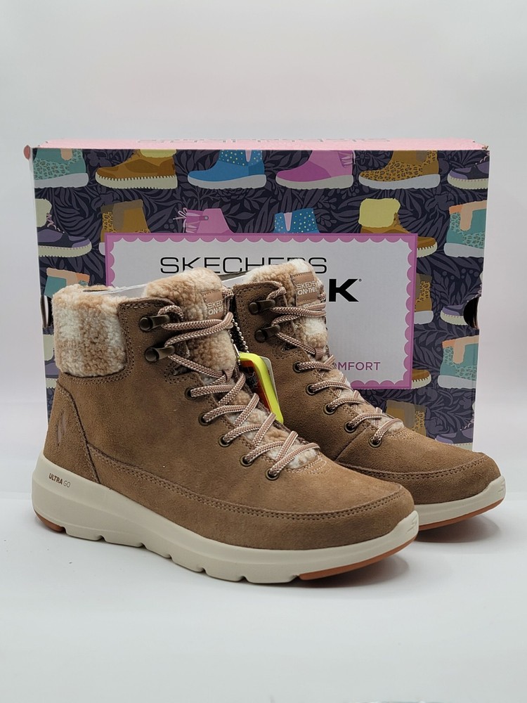 NEW Skechers Go Walk Boots Glacial Ultra Timber Tan Womens Timber Shoes Size 6