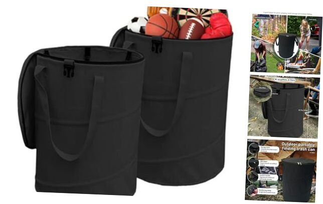 Pop up Camping Trash can with lid, 2-Pack Collapsible 24 Gallons Trash can