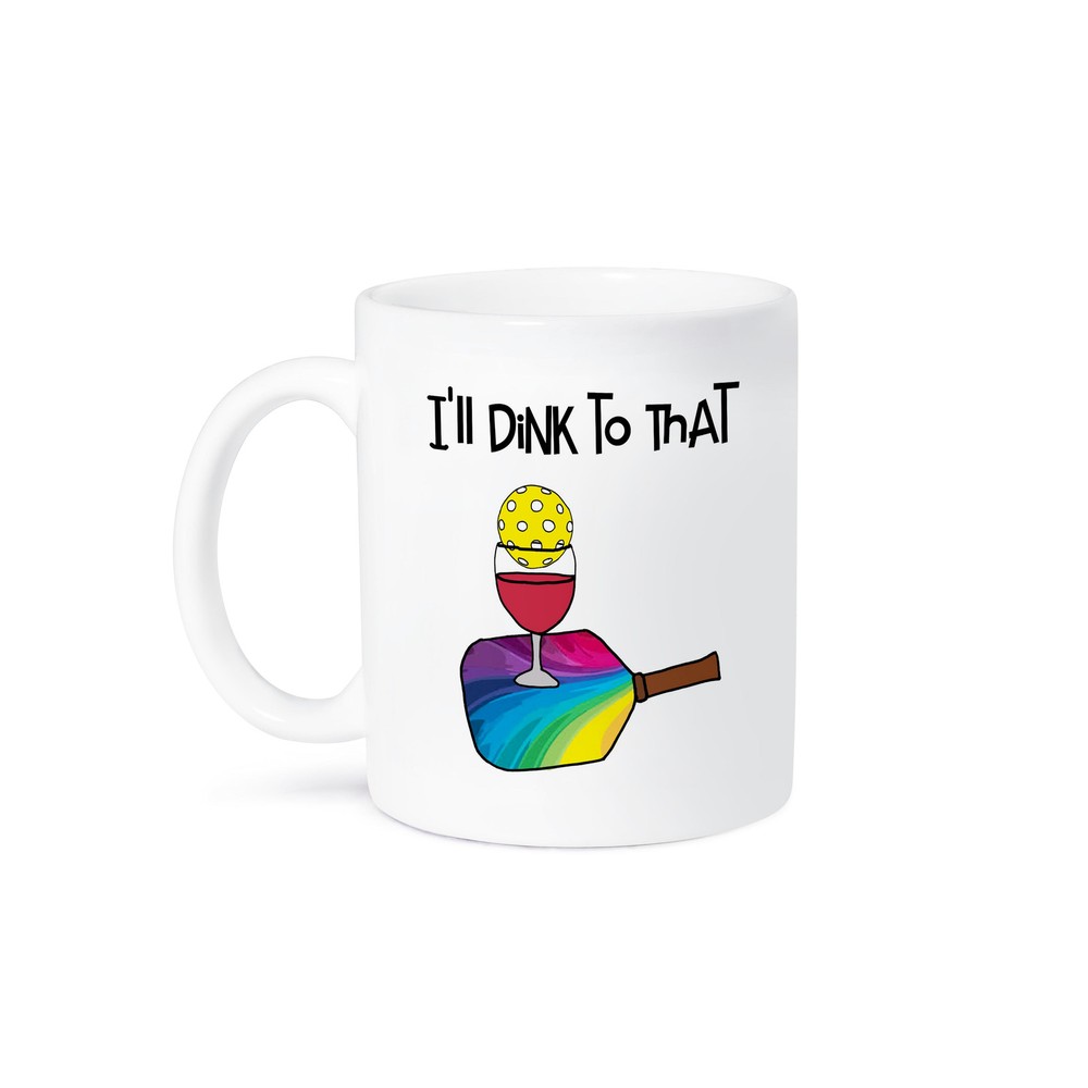 Funny Pickleball Paddle with Wine Glass Design - 3dRose Mug