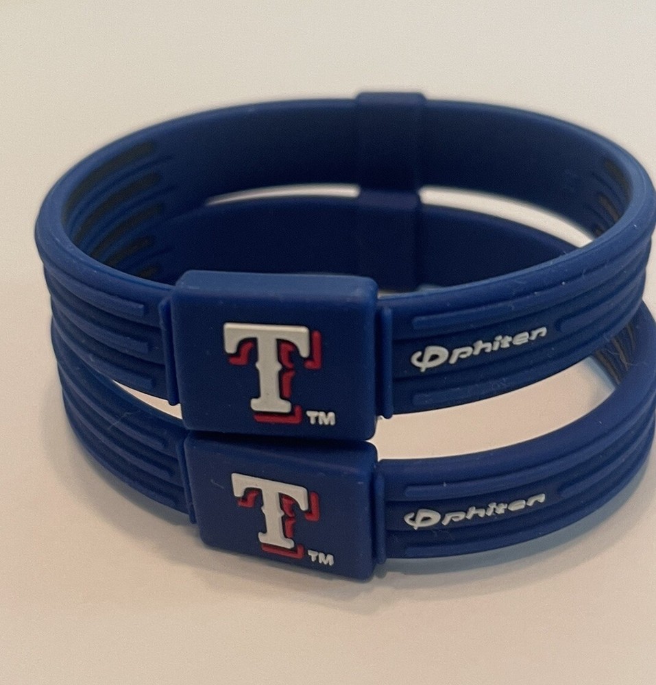 TWO Vintage TEXAS RANGERS Phiten Titanium Bracelets - Medium - NEW, LOOSE