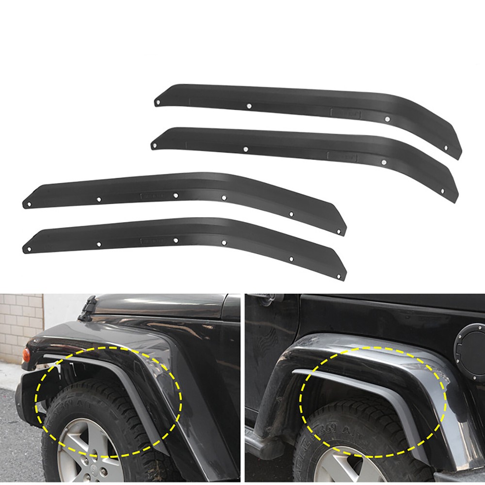 Front and Rear Fenders Flares Extension Set Kit For Jeep Wrangler JK 2007-2017