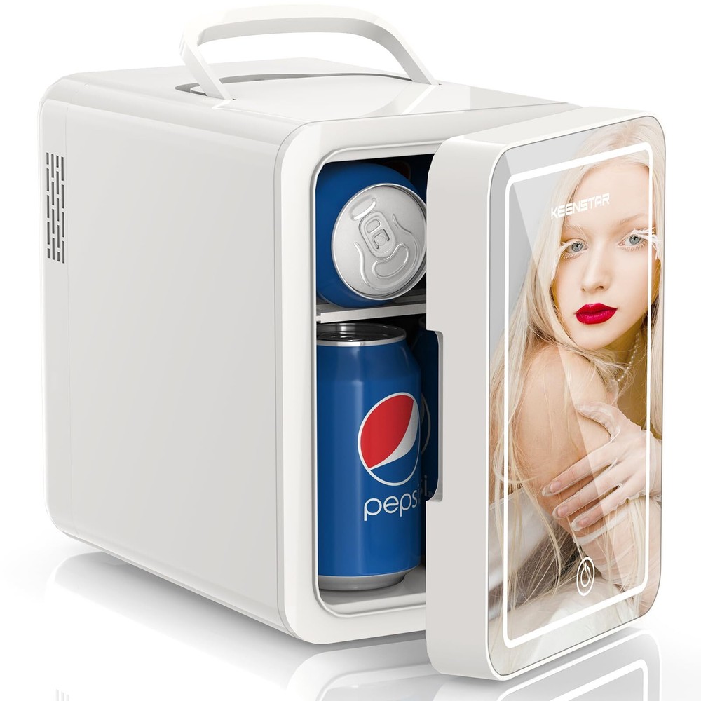 KEENSTAR Mini Fridge, 4L/6 Can Portable Cooler & Warmer Freon-Free Small Refr...