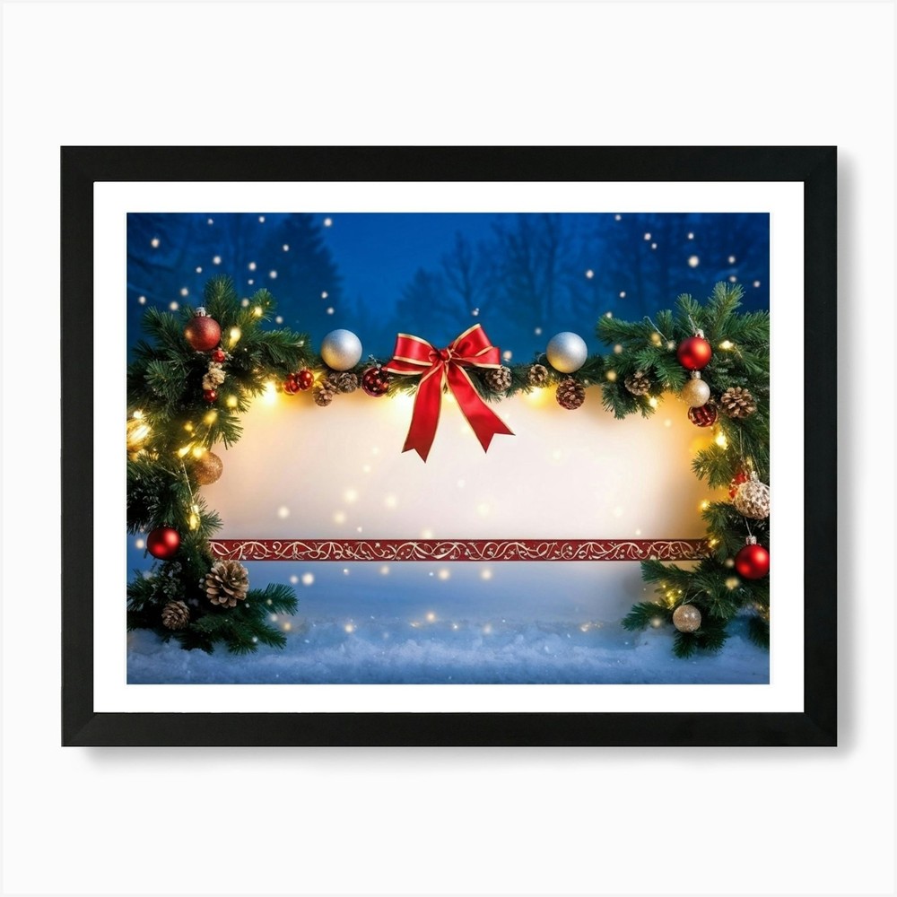 Festive Ornament Framed Wall Art Canvas Print Elegant Decor