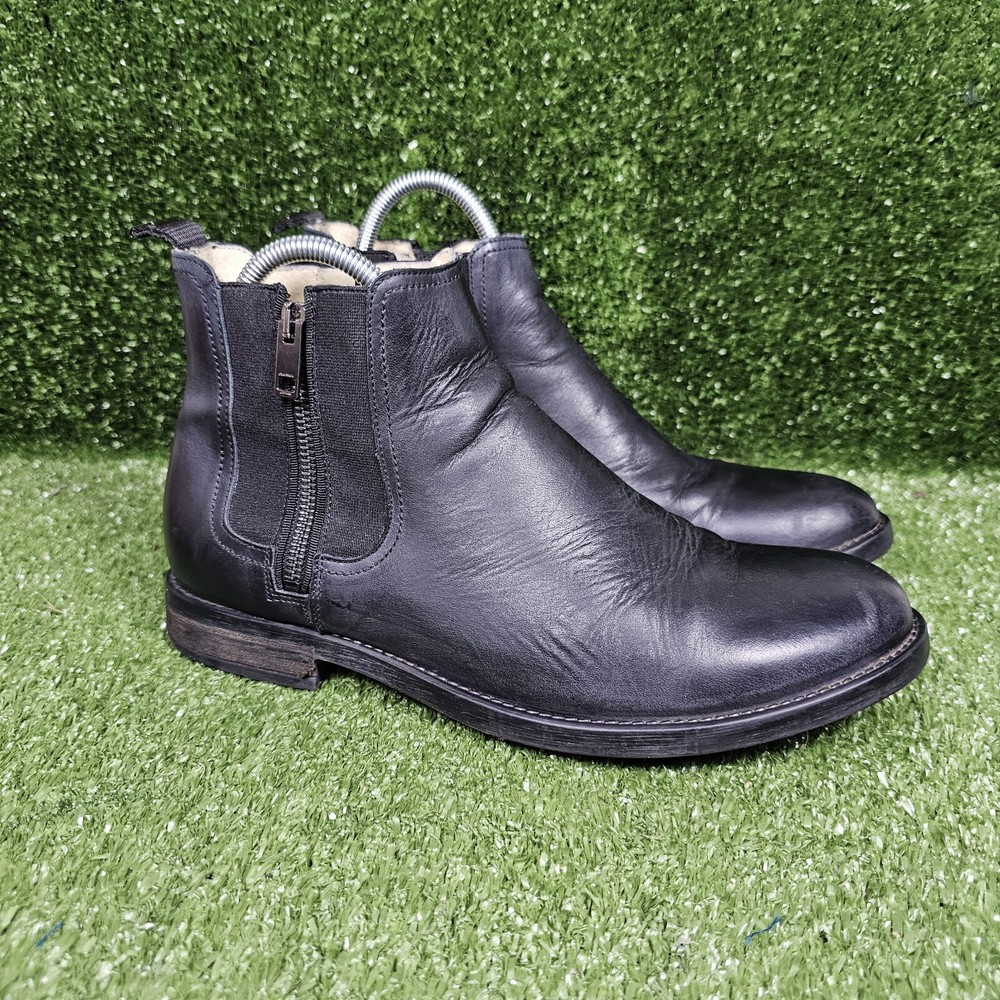 Diesel Black Leather Double Zip Chelsea Ankle Boots Size EU42 US 9 Made In Italy