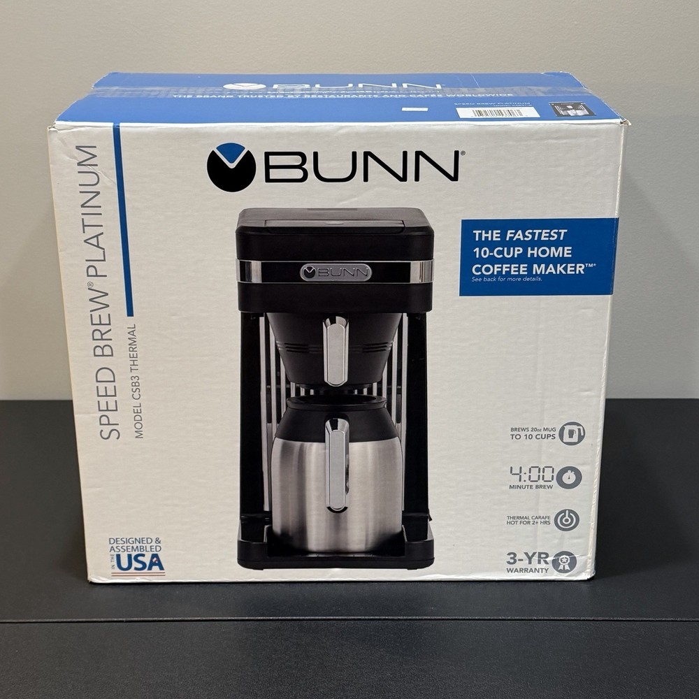BUNN CSB3T Speed Brew Platinum Thermal Coffee Maker 10 Cup Stainless Carafe NEW