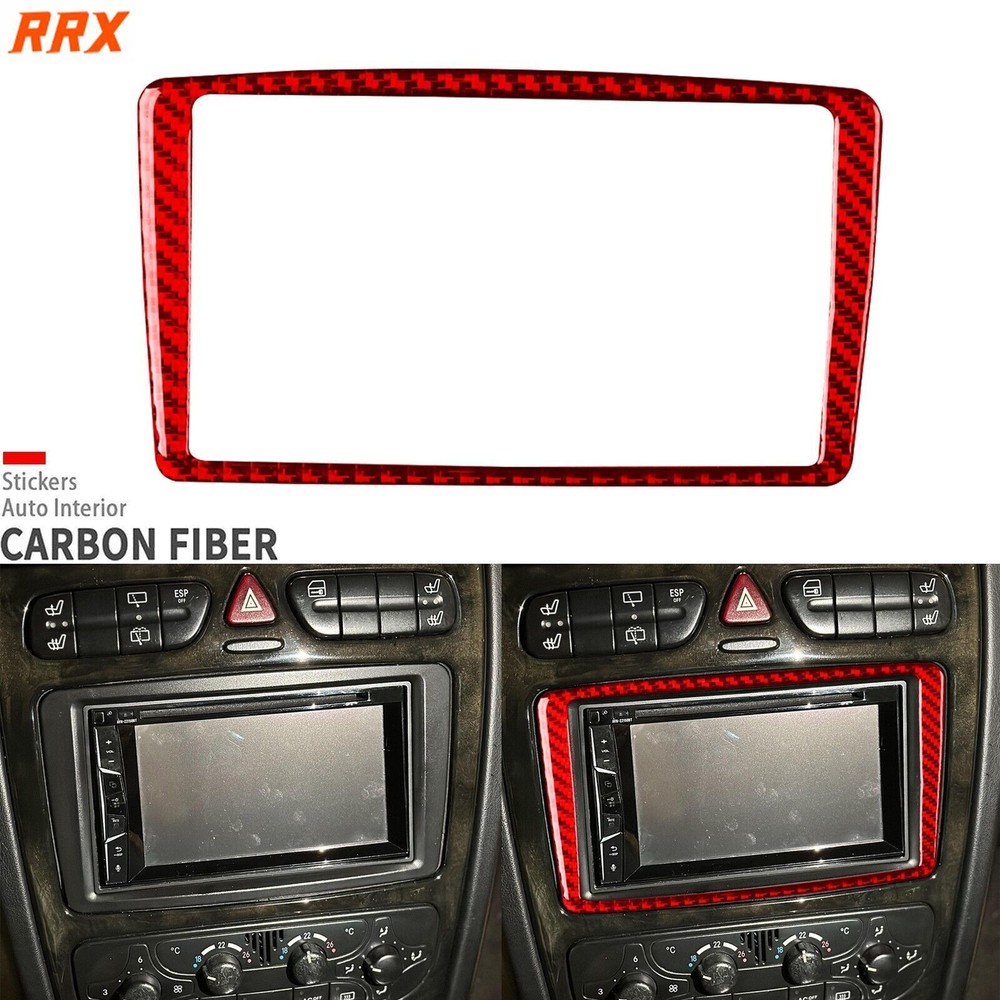 Красный углеродного волокна навигации GPS панели чехол для Benz G-класса W463 G55 G63 04-12