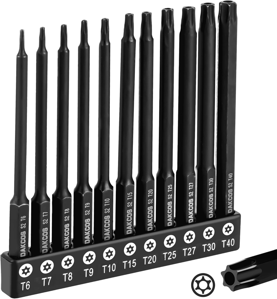 11-Piece Tamper Proof Torx Bit Set, Premium S2 Alloy Steel Security Star Bits,4