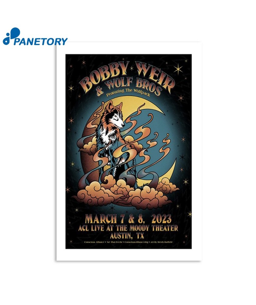 NEW Bobby Weir & Wolf Bros Live At The Moody Theater Austin March 7 2023 Poster