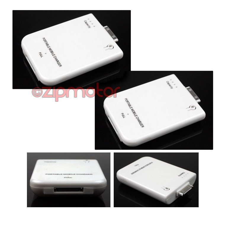 2X 2800mAh White Portable Charger for iPhone 4S 4 iPod Nano 30-Pin
