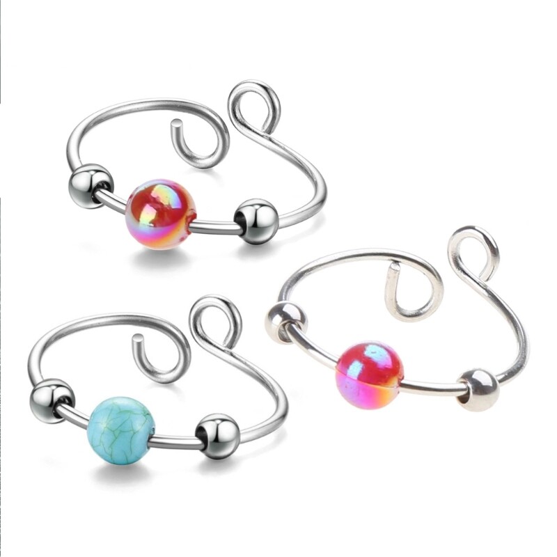 Anxiety Silver Color Fidget Spinner Worry Balls Jewelry