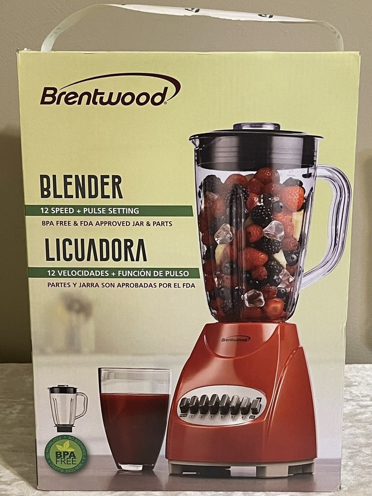 Powerful 12-Speed Brentwood Blender JB-220R in Red - Ships Today