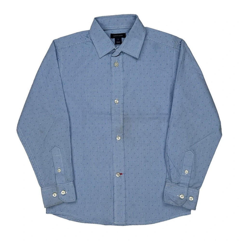 Age 7 Tommy Hilfiger Checked Shirt - Small Blue Cotton