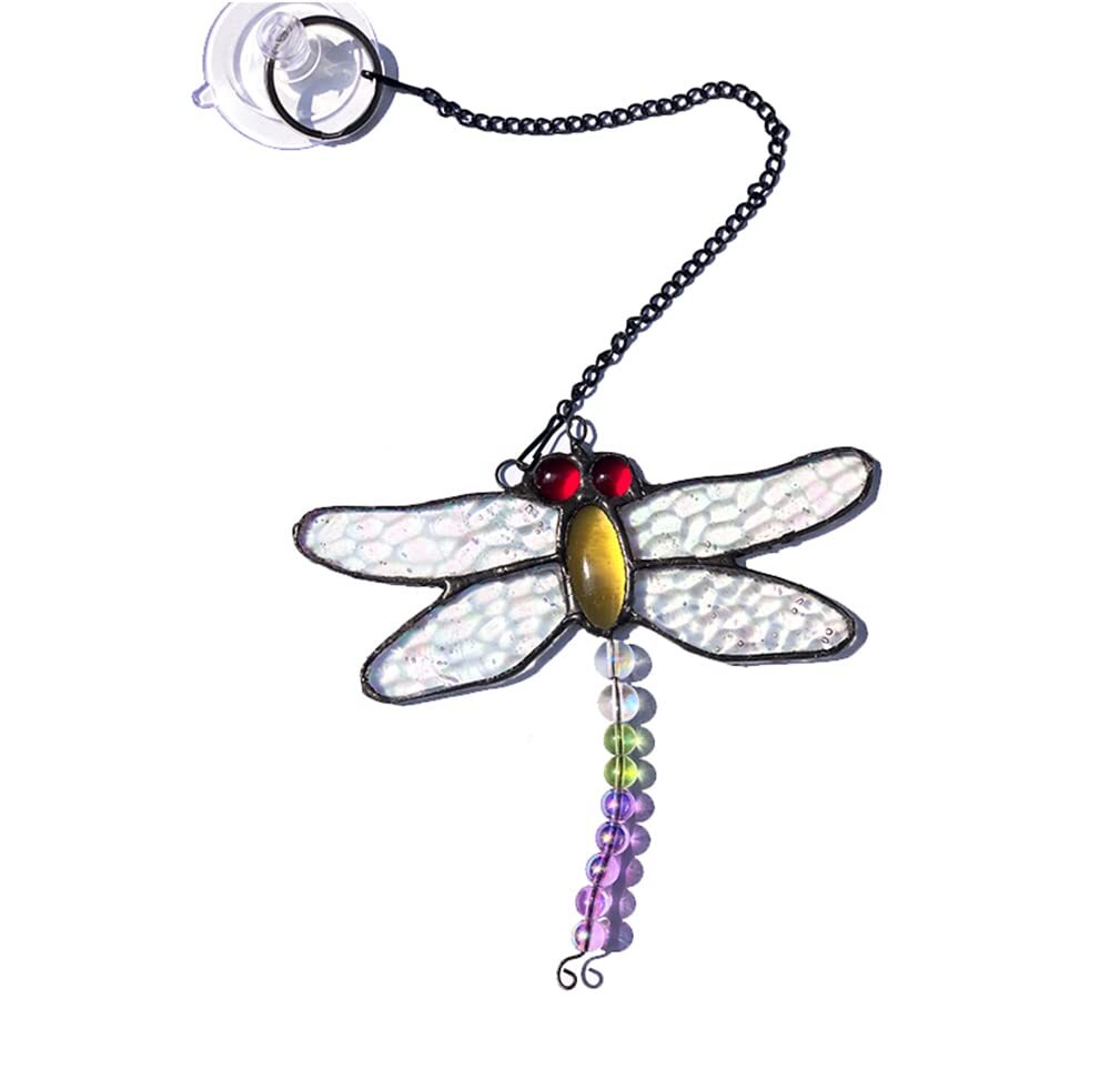Stained Glass Dragonfly Window Hanging Dragonfly Window Decoration Pendant Dr...