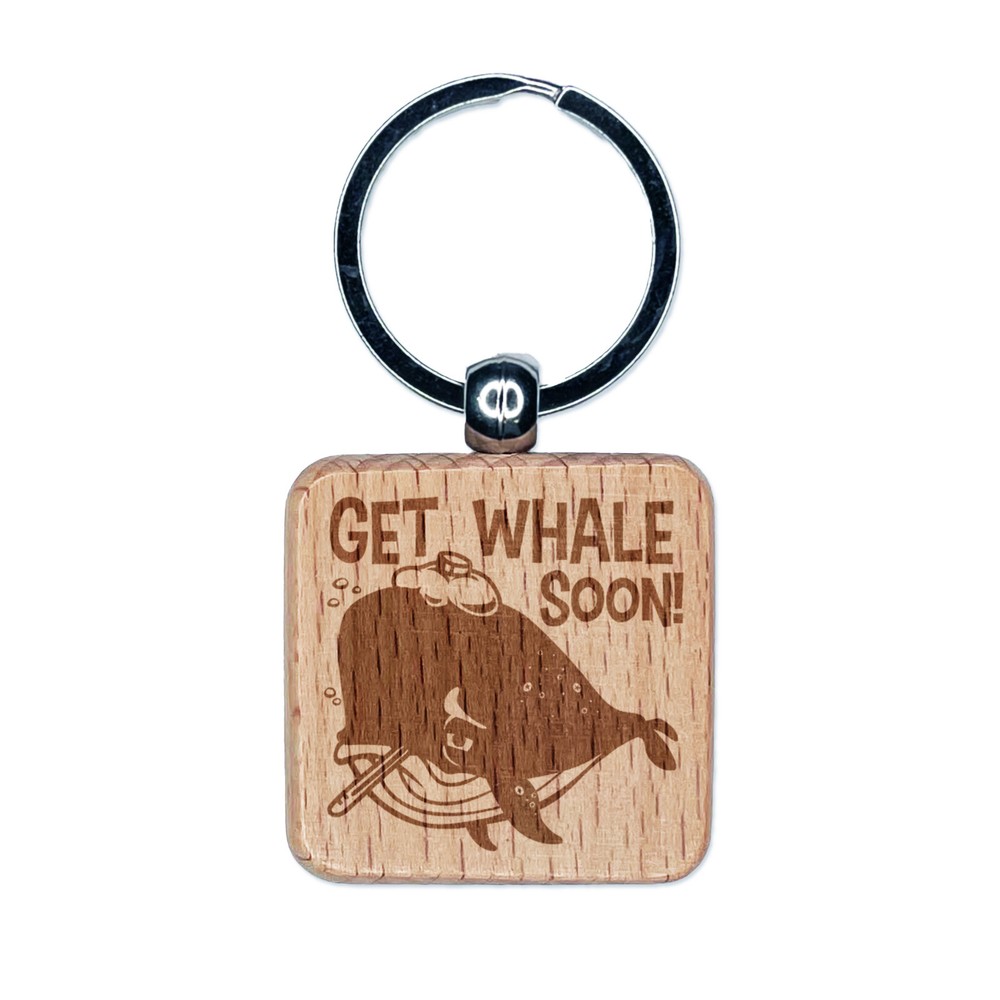 Whale Thermometer Ice Pack Wood Keychain for Get Well Gifts