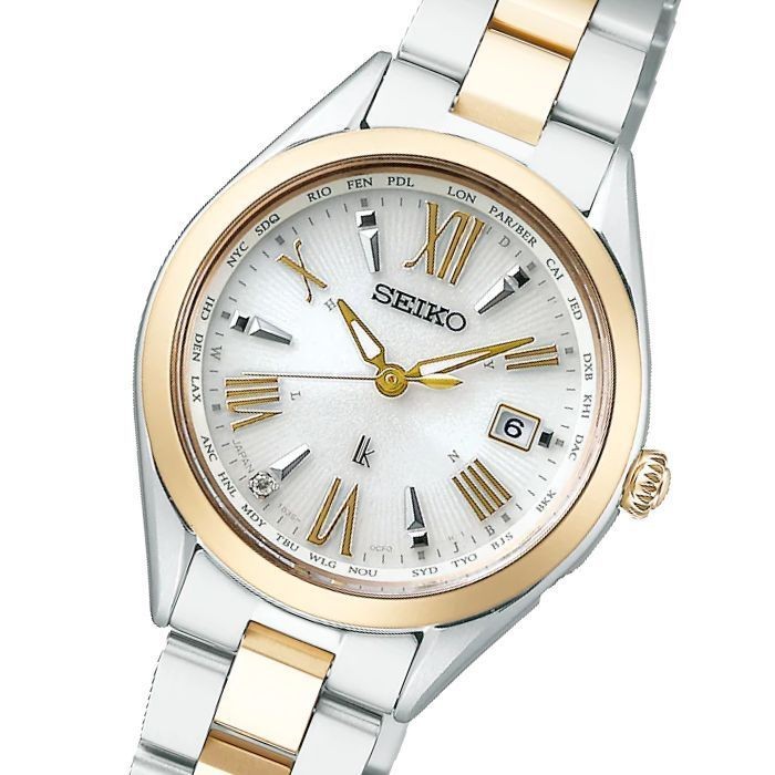 Seiko LUKIA SSQV106 Women's Solar Radio Titanium Diamond Watch 10ATM Authentic