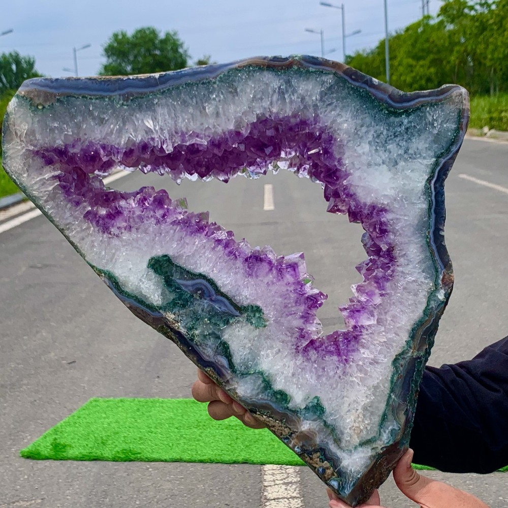 14.6LB Natural Amethyst geode quartz cluster crystal specimen Healing