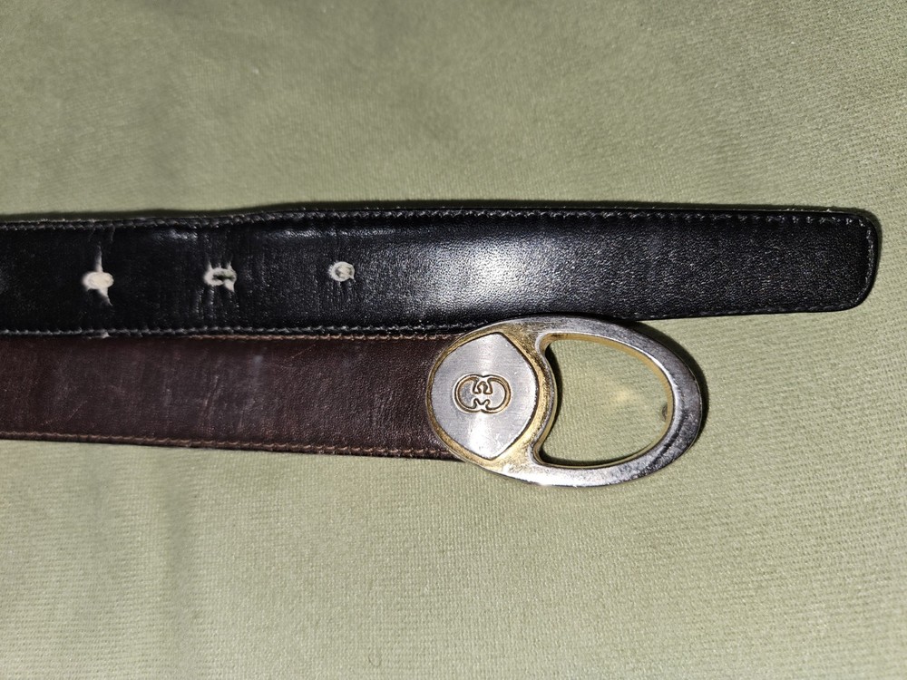 Gucci GG Monogram Silver Gold Black Brown Leather Belt for Men 36