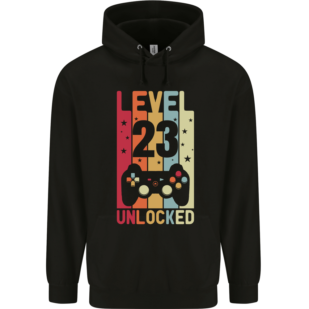 23rd Birthday 23 Year Old Level Up Gaming Mens 80% Cotton Hoodie