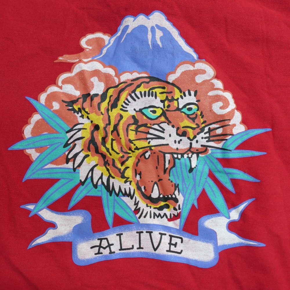 Ed Hardy Polo Shirt Large Red Double Sided Tiger NEW Y2K