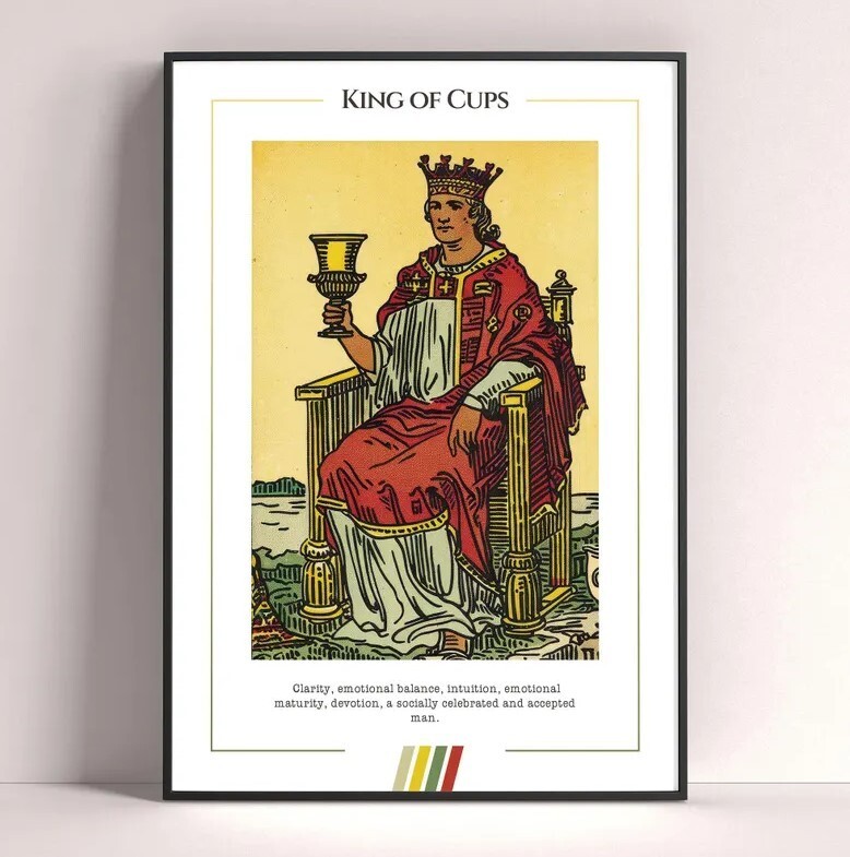 King of Cups Tarot Card Art Print Digital Download Tarot Poster