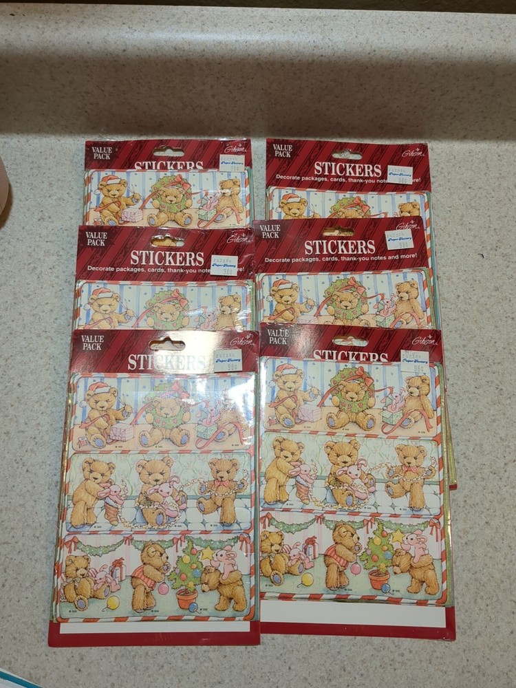 Gibson Greetings Teddy Hugglesbie Christmas  Stickers 6pk