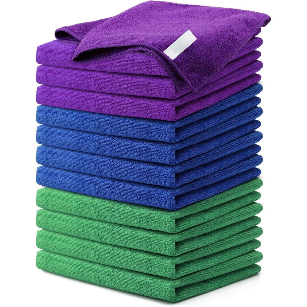 12-Pack Microfiber Cleaning Cloths for Cars Detailing Polishing Dusting
