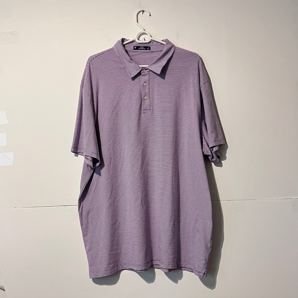 Members Mark Performance Stretch Mens Polo Shirt 2XL Purple Striped-image