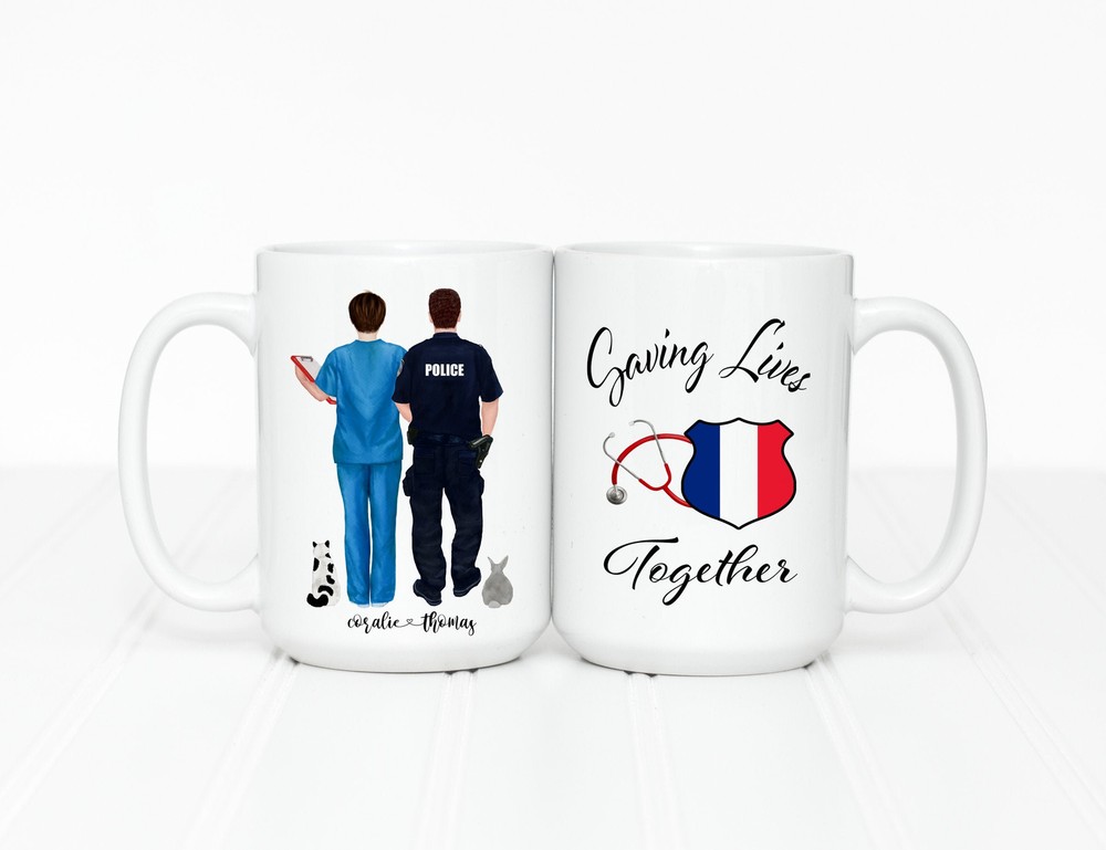 Personalized Couple Mug Police Officer Gifts For Him Custom Police Wife Nurse