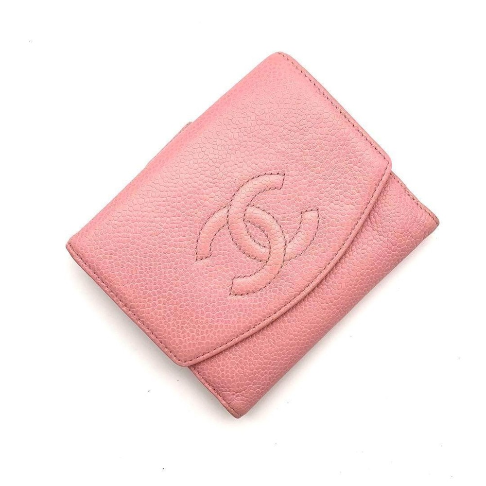 Chanel Caviar Pink Bifold Wallet with Gold Hardware Preowned  