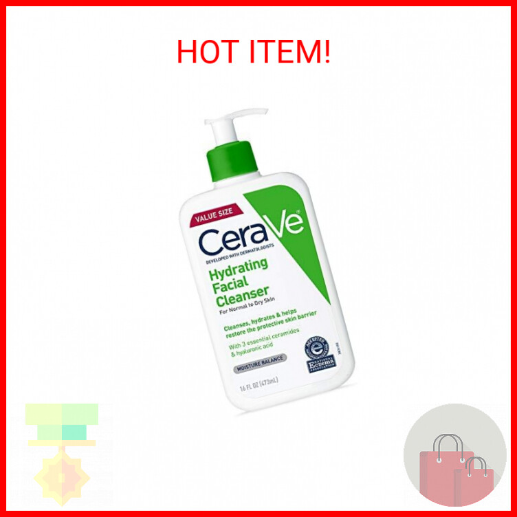 CeraVe Hydrating Facial Cleanser with Hyaluronic Acid for Dry Skin Moisturizing Face Wash