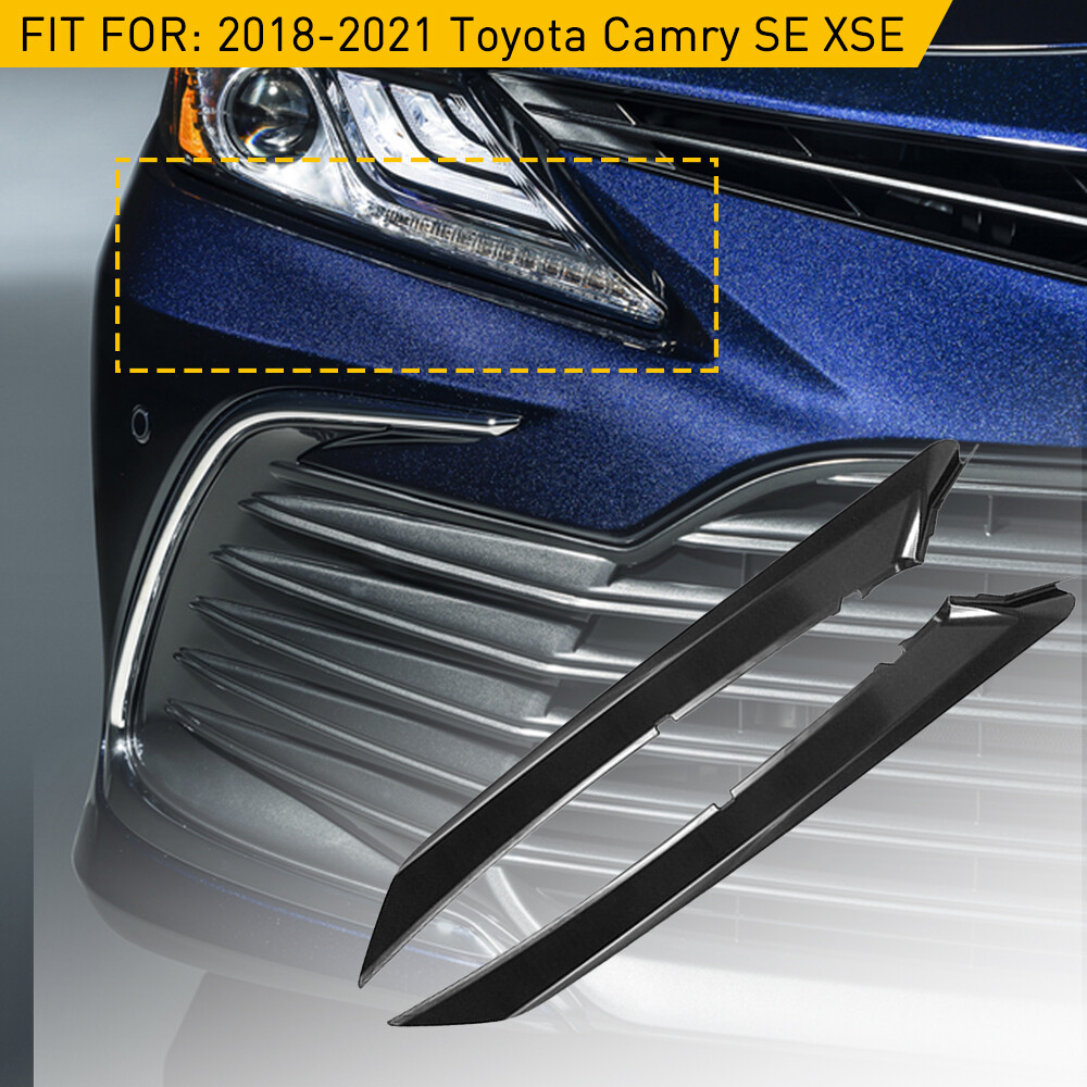 For 18-21 Toyota Camry SE XSE 2X Front Bumper Grille Headlight Filler Trim Cover