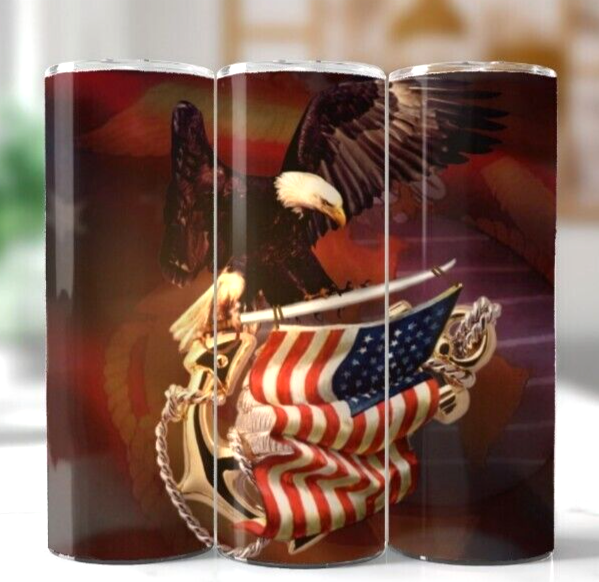 U S Army Multicolor 20 oz Insulated Tumbler With Box Lid Clear Straw New